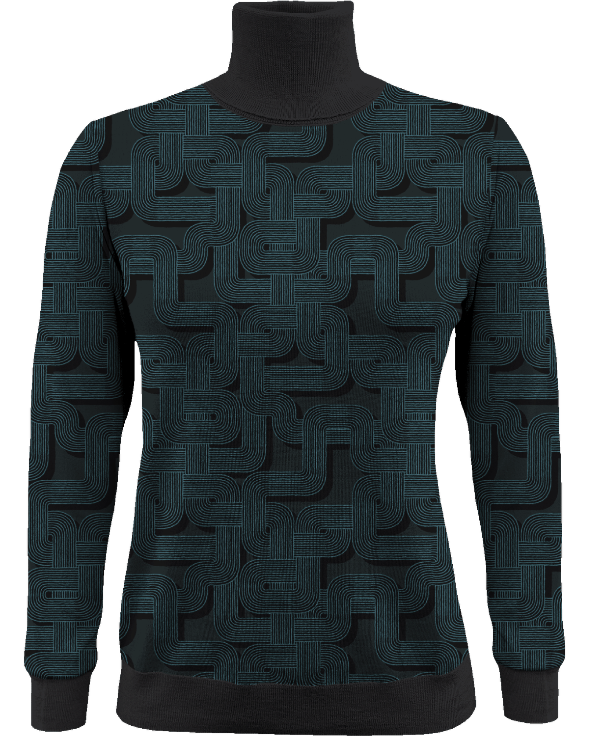 RONA BLONS GEO BLACK WOMEN'S MERINO SILK CASHMERE TURTLENECK