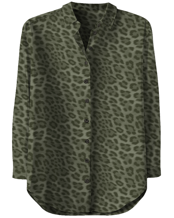 SOPHIE LEOPARD SAGE WOMEN'S LONG-SLEEVE SHIRT
