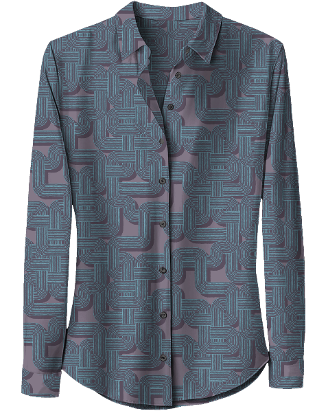 SUTTON BLONS GEO GRAPE WOMEN'S STRETCH SILK LONG-SLEEVE SHIRT