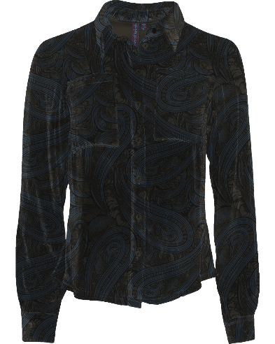 SYLVIA PAISLEY BADALONA BROWNIE WOMEN'S VELVET LONG-SLEEVE SHIRT