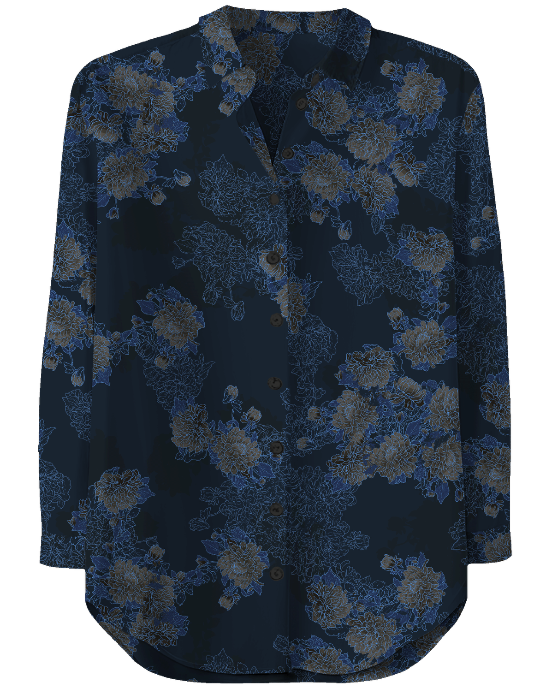 SERENITY LANS FLORAL NAVY WOMEN'S JERSEY TOP