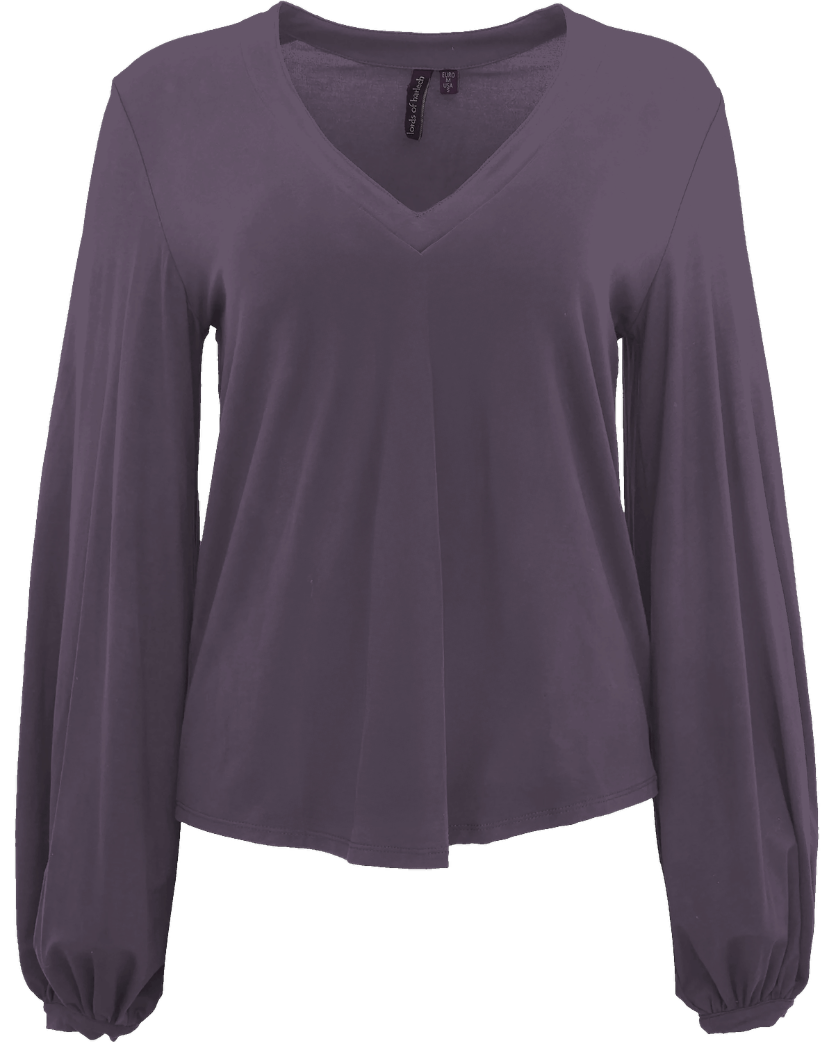 VAL GRAPE WOMEN'S LYOCELL STRETCH V-NECK TOP