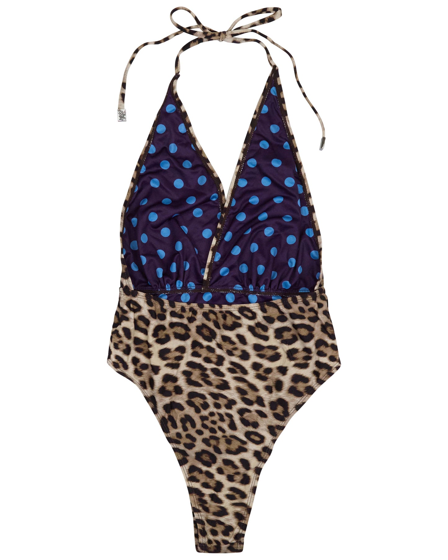XENA LEOPARD BROWN WOMENS HALTER ONE-PIECE SWIMSUIT