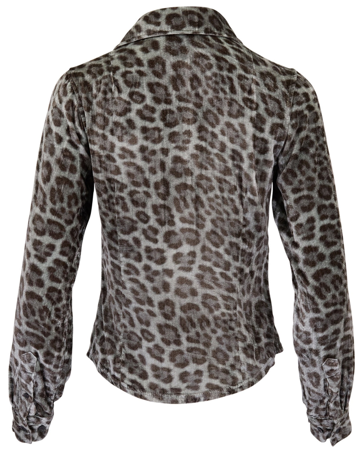 SYLVIA LEOPARD SAGE WOMEN'S VELVET LONG-SLEEVE SHIRT