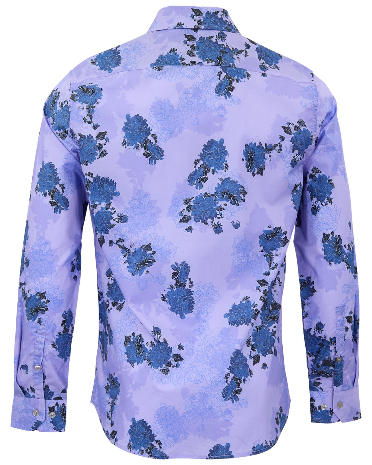 NIGEL LANS FLORAL LAVENDER MEN'S PRINTED COTTON LONG-SLEEVE SHIRT