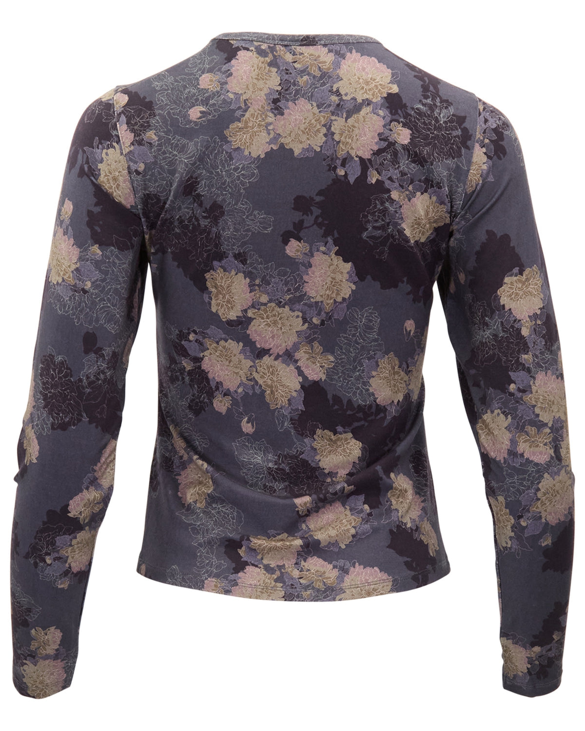 BEATRICE LANS FLORAL BLACK WOMEN'S LYOCELL STRETCH CREW-NECK TOP