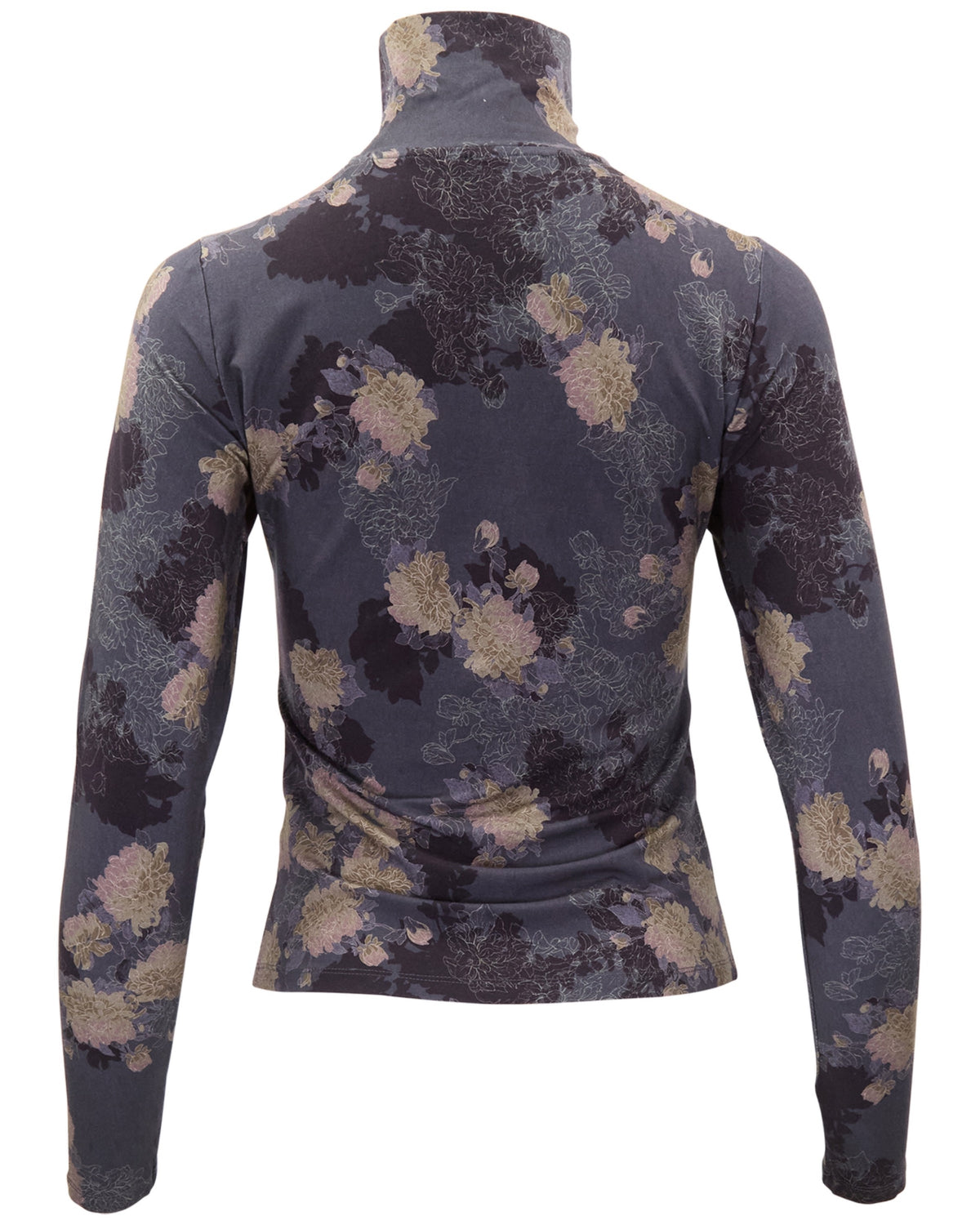 KATE LANS FLORAL BLACK WOMEN'S LYOCELL STRETCH TURTLENECK