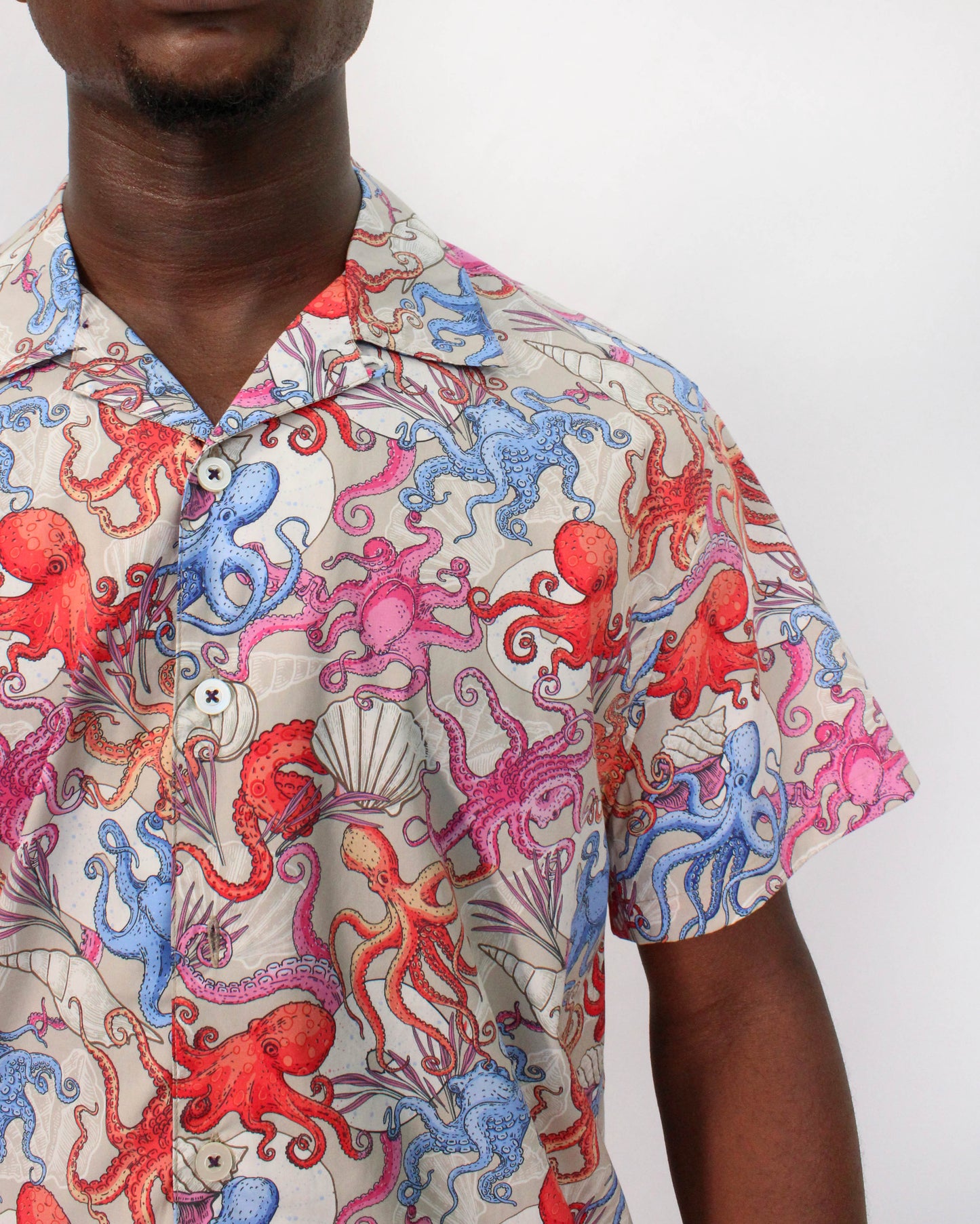 RALPH OCTOPUS PARTY CAMP SHIRT IN PUMICE