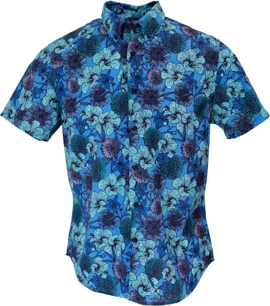 TIM HIBISCUS GARDEN SHIRT IN BLUE