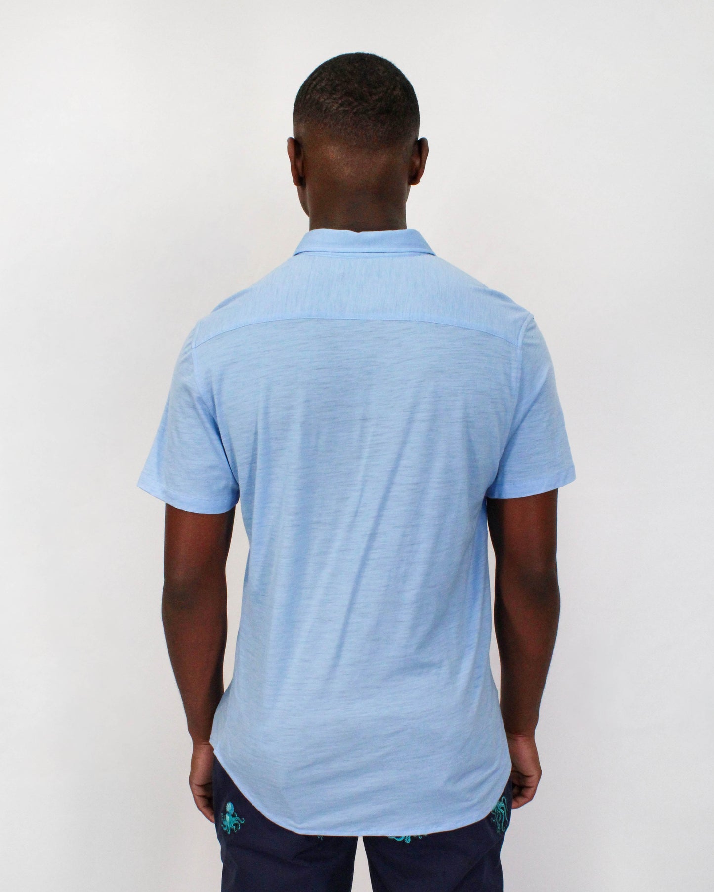 TOBIAS MERINO SHIRT IN BLAU