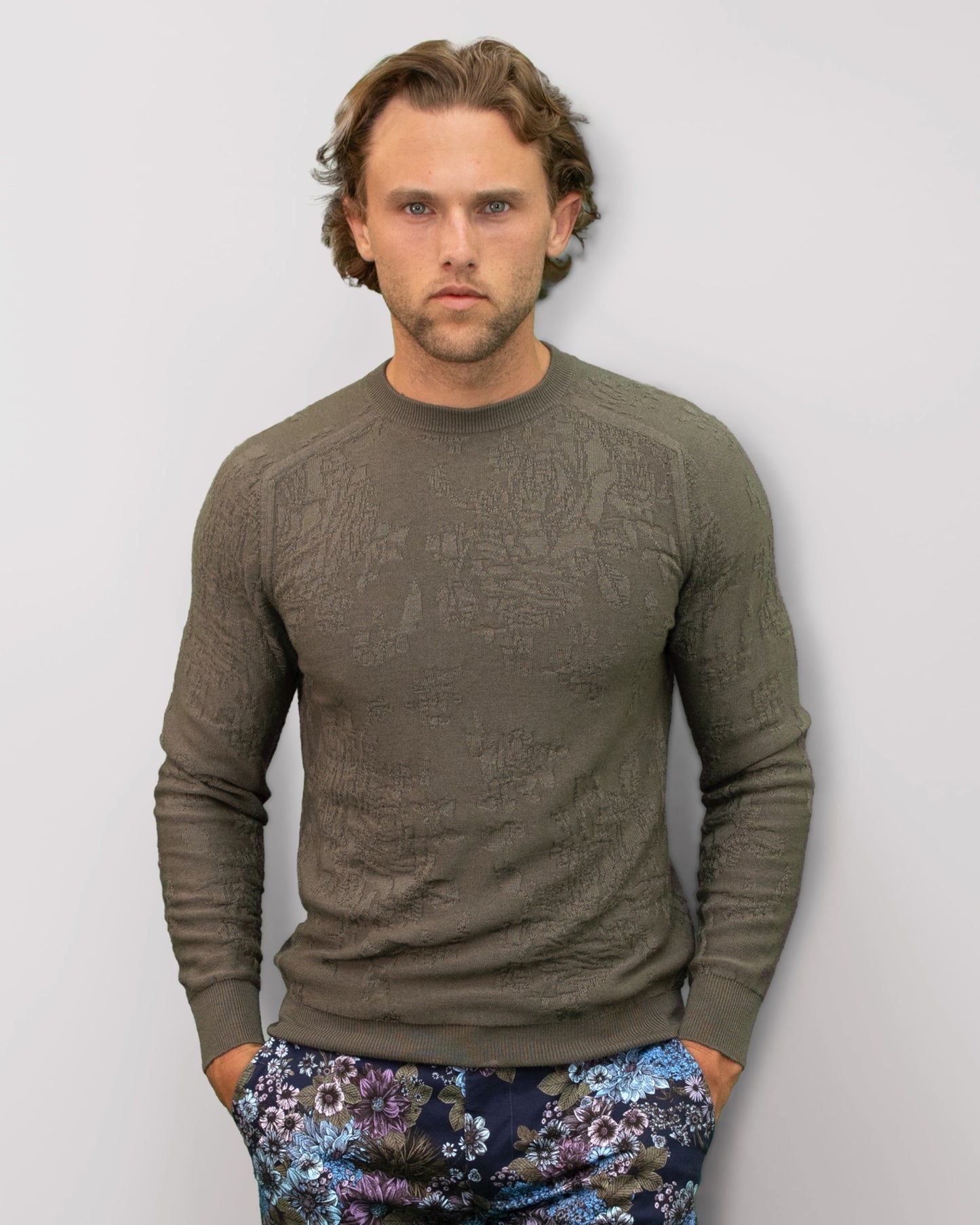 COLE FULLY FASHIONED MERINO CREWNECK SWEATER - SAGE