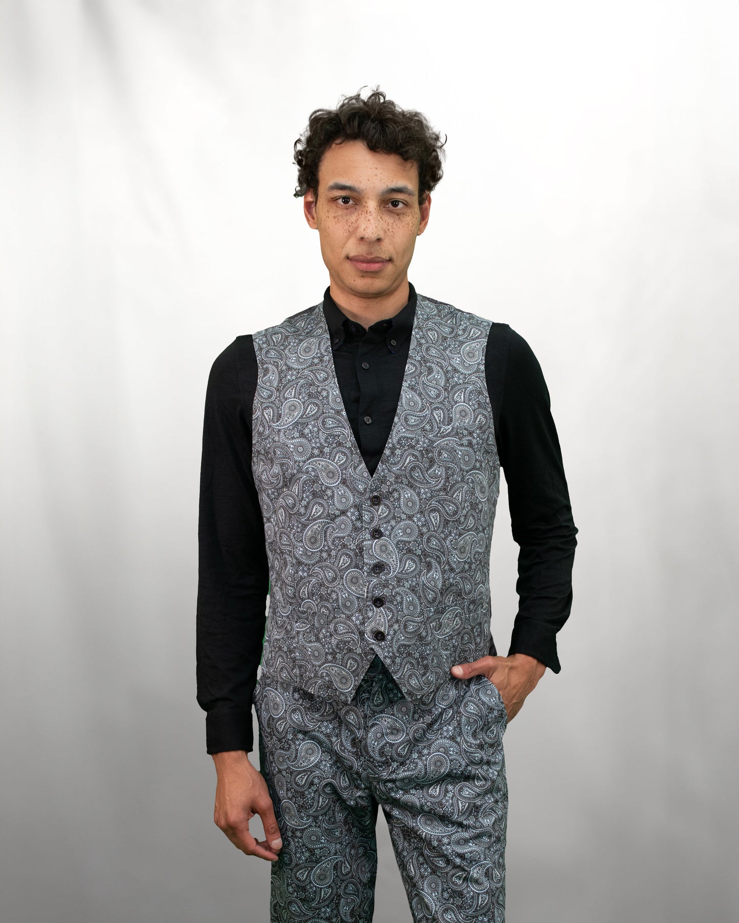 WILBUR  TRIBUNE PAISLEY WAISTCOAT VEST - GREY