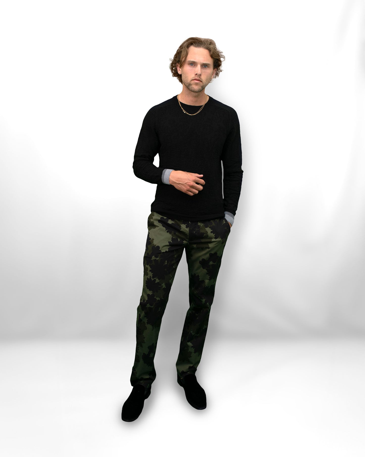 CHARLES SALERNO FLORAL PANT - SAGE