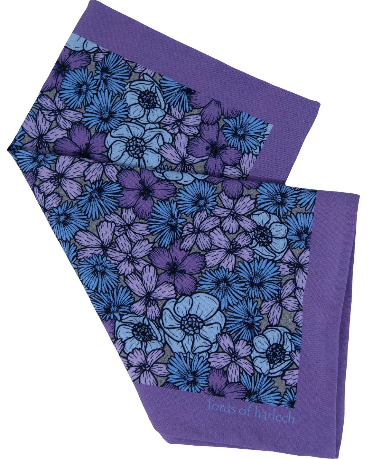 HUDSON DENSE FLORAL MERINO HANDKERCHIEF  POCKET SQUARE - LAVENDER