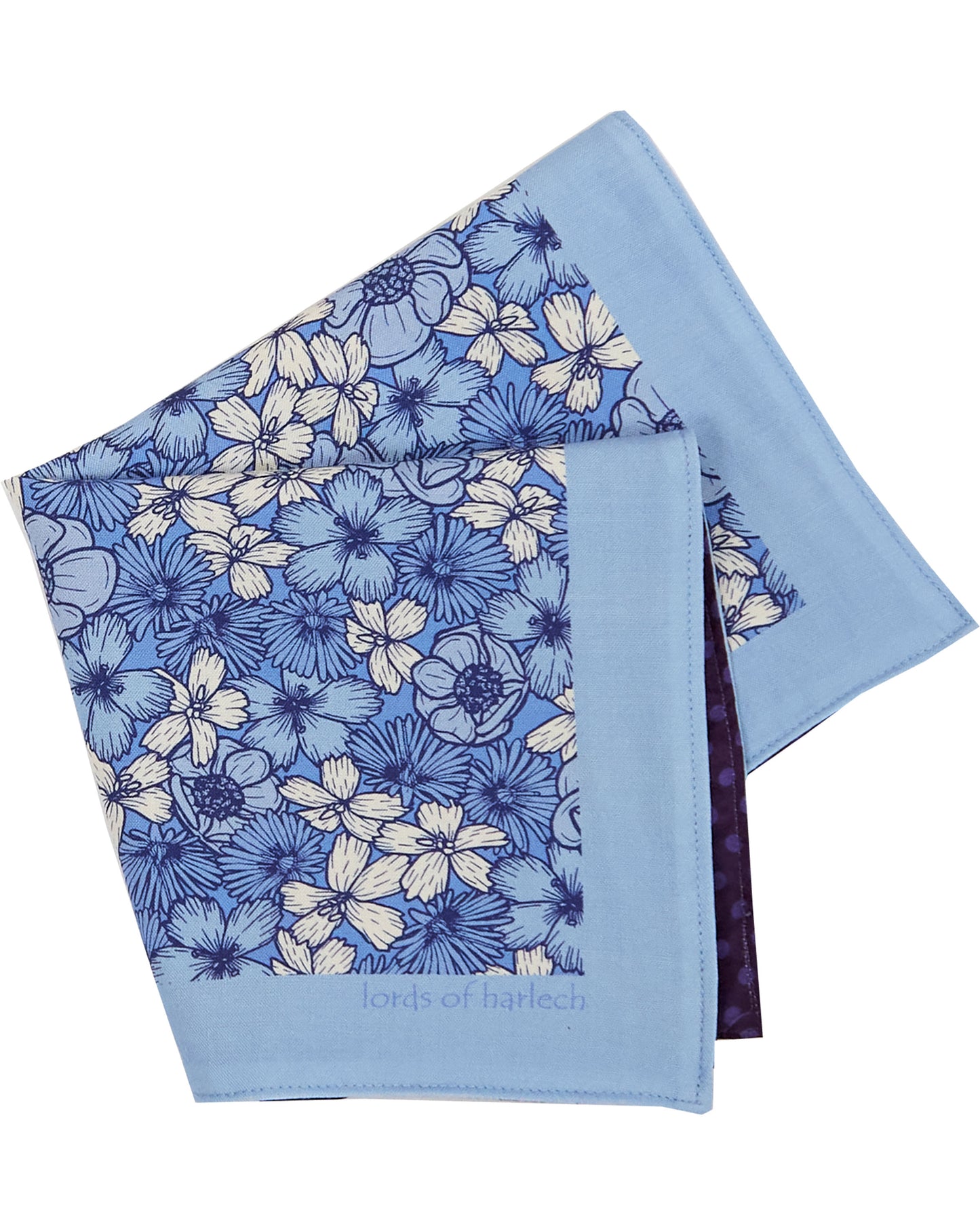 HUDSON DICHTES FLORALMERINO-TASCHENTUCH - BLAU