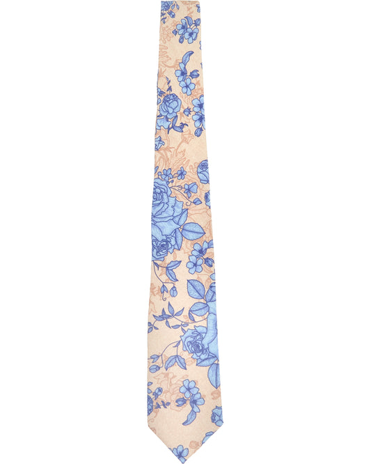 TADDEO ROMA FLORAL MERINO TIE - SAND
