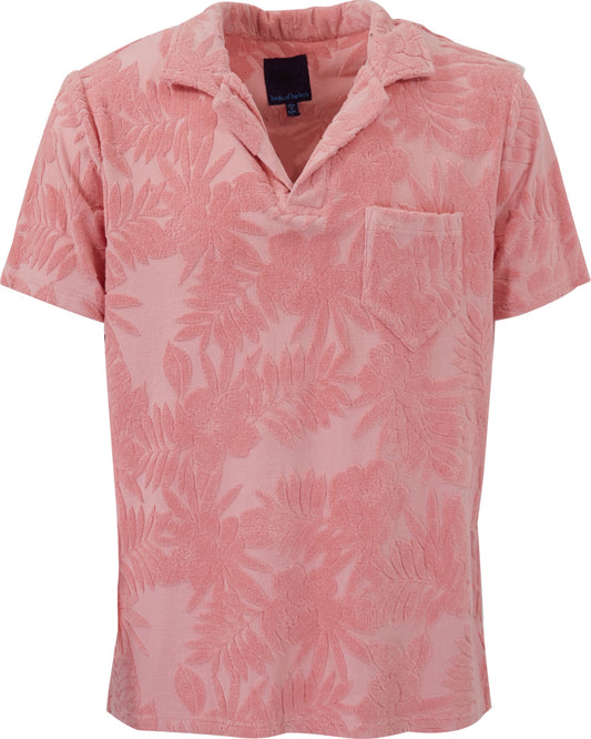 JOHNNY FARM POLOSHIRT MIT BLUMENMUSTER UND FRISCHEM HANDTUCH - ROSA