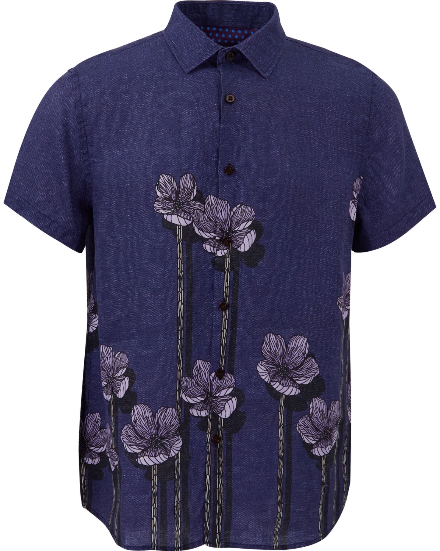 LANDON CRAFTY LEINENHEMD MIT BLUMENMUSTER – MARINEBLAU