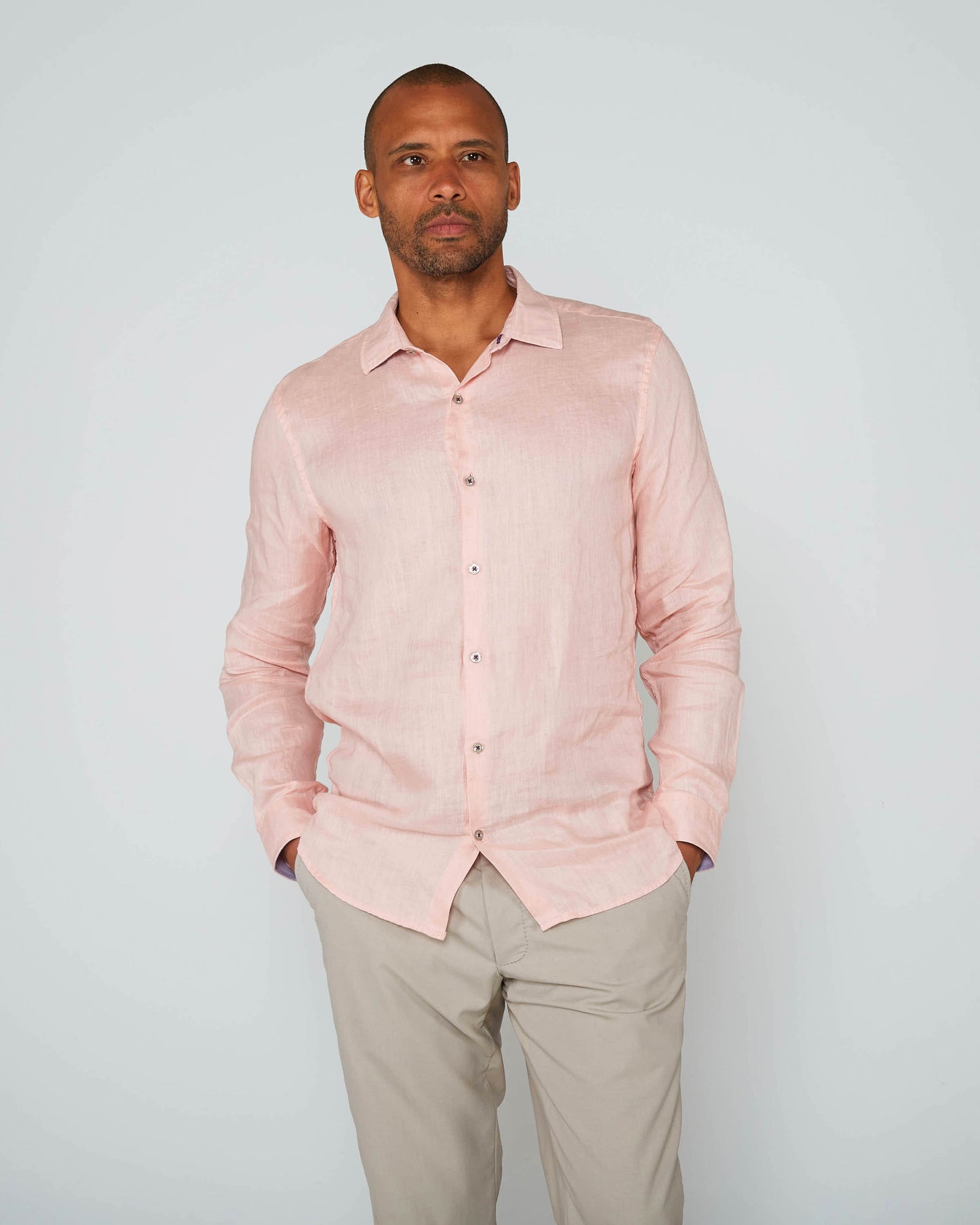 LAURENT LINNEN OVERHEMD - ROZE