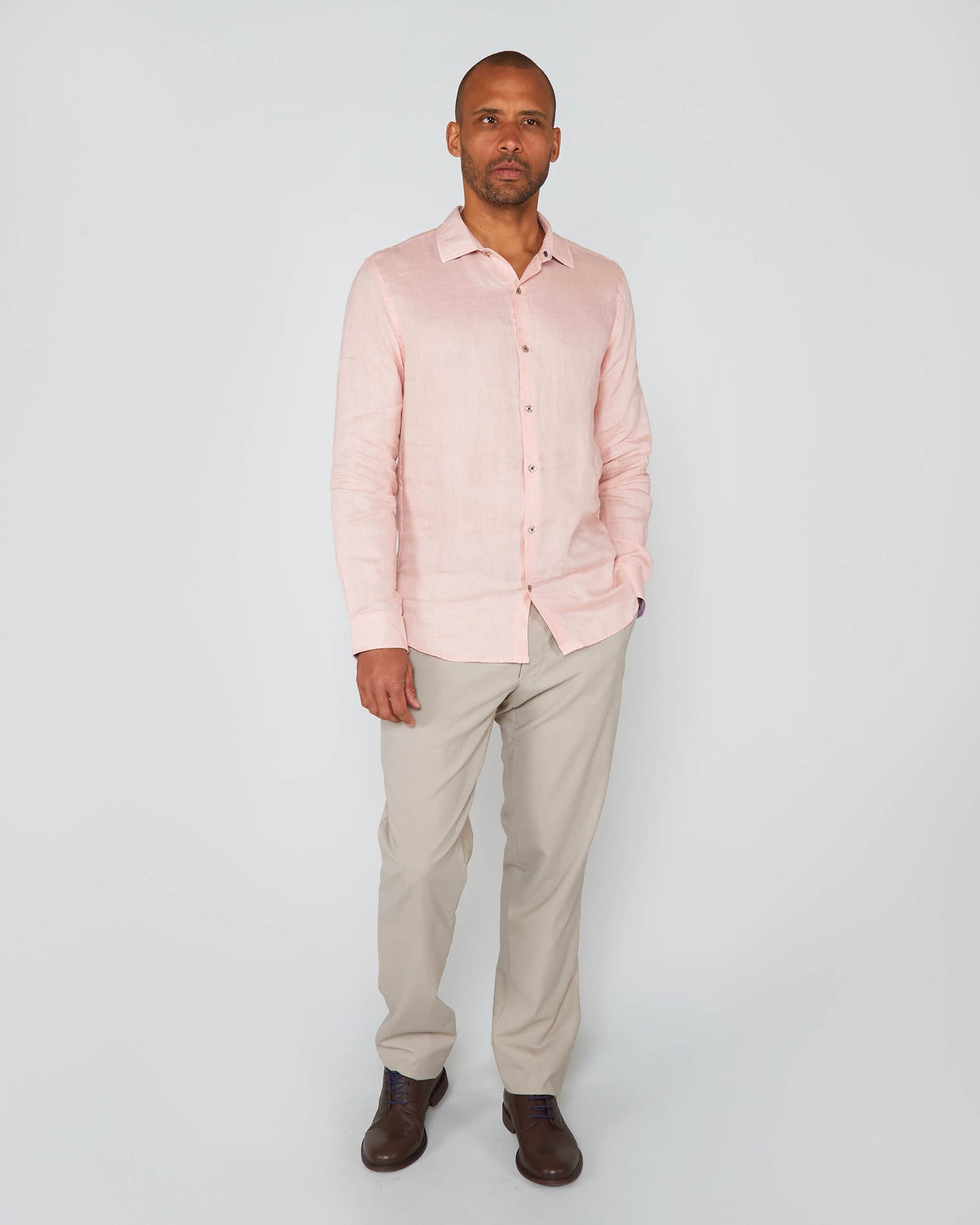 LAURENT LINNEN OVERHEMD - ROZE
