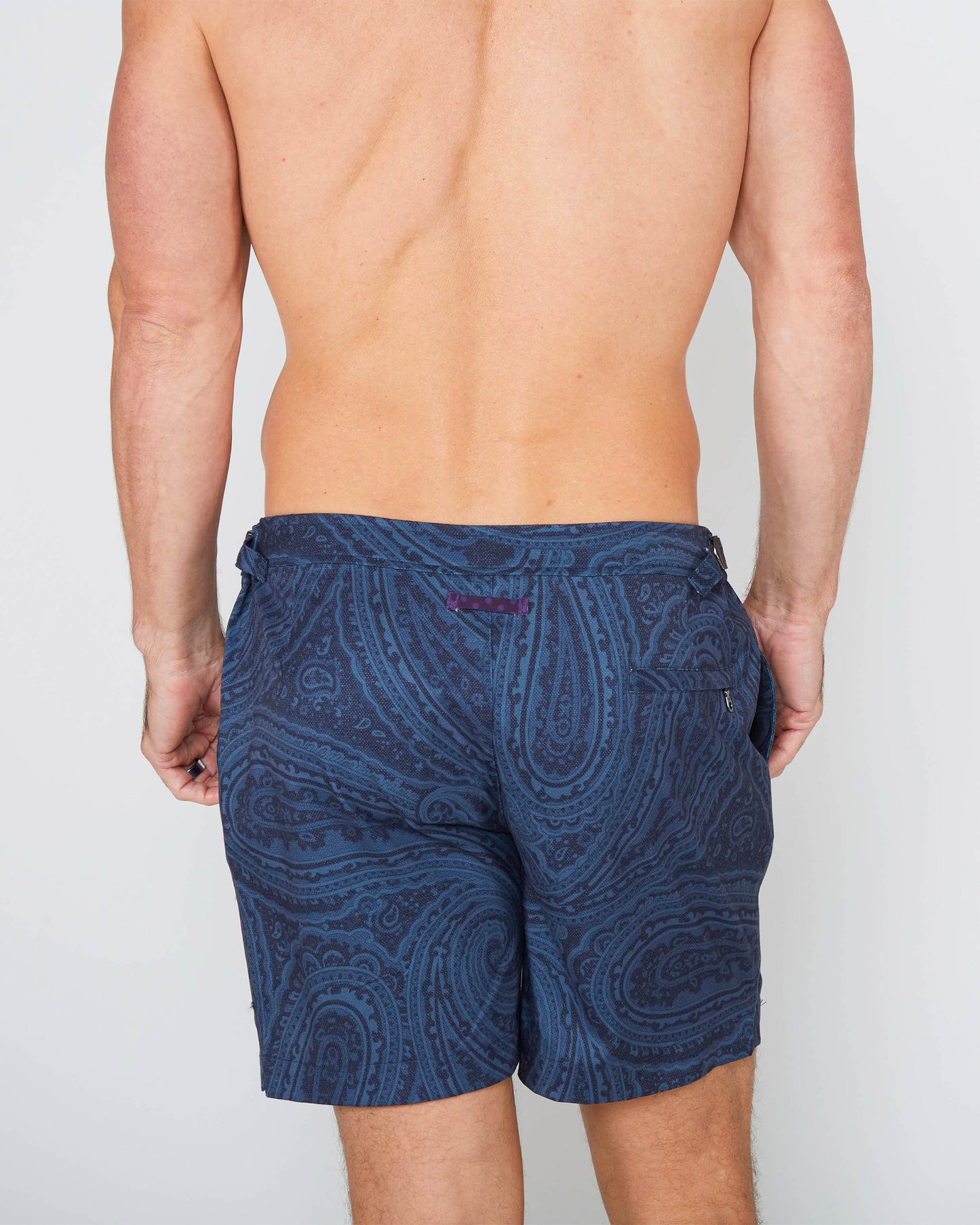 NEPTUNE WILD PAISLEY OXFORD TAILORED SWIM SHORT - NAVY
