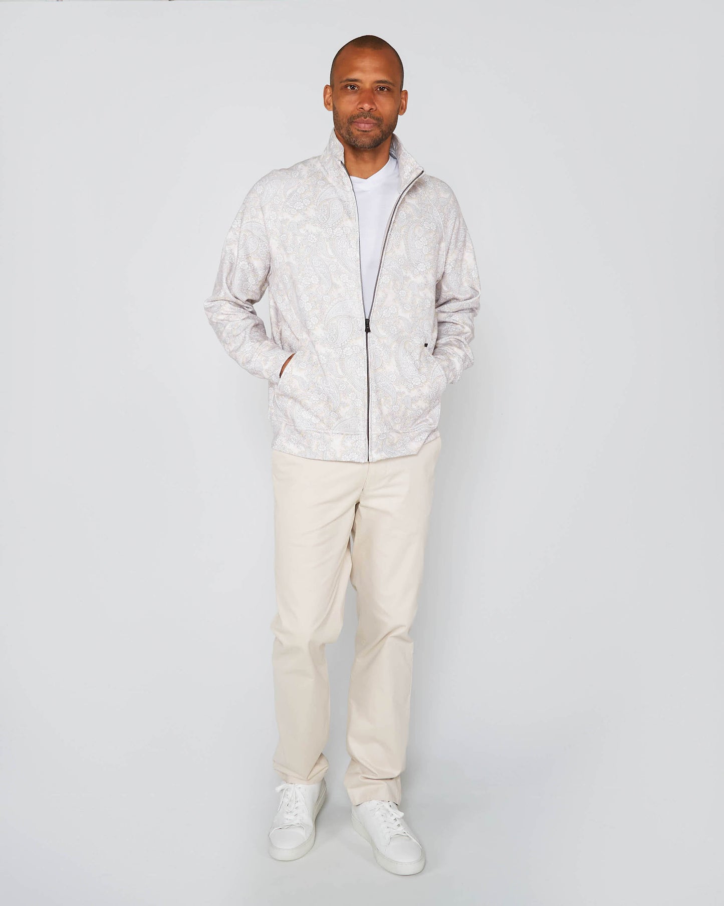 NEVILLE PAISLEY ROMANCE FULL-ZIP JACKET -  IVORY