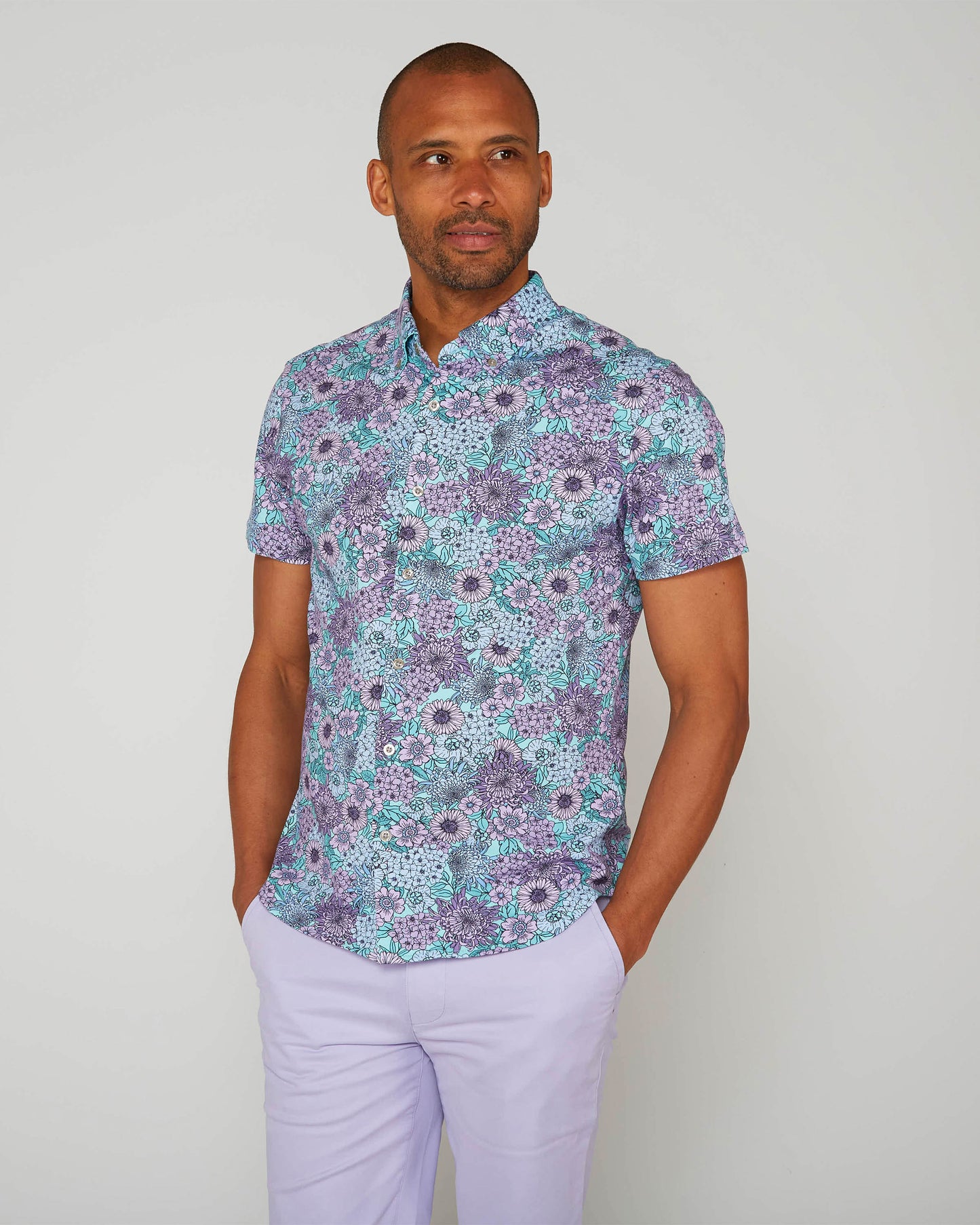 TODD GARDEN PARTY KNIT SHIRT - SPEARMINT