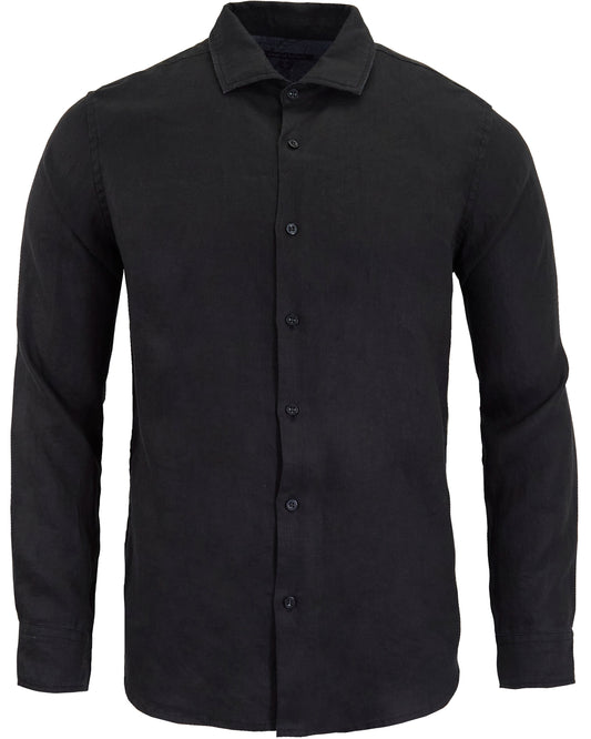 LIONEL LINEN SHIRT - BLACK