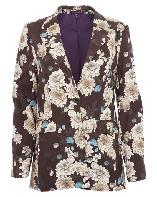 JANE SERIOUS FLORAL TAILORED BLAZER - BLACK