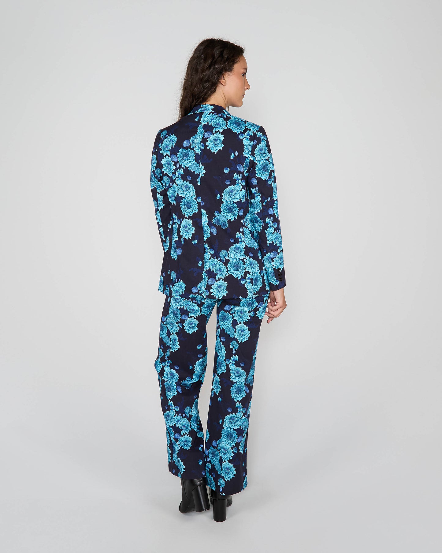 JANE SERIOUS FLORAL TAILORED BLAZER - NAVY