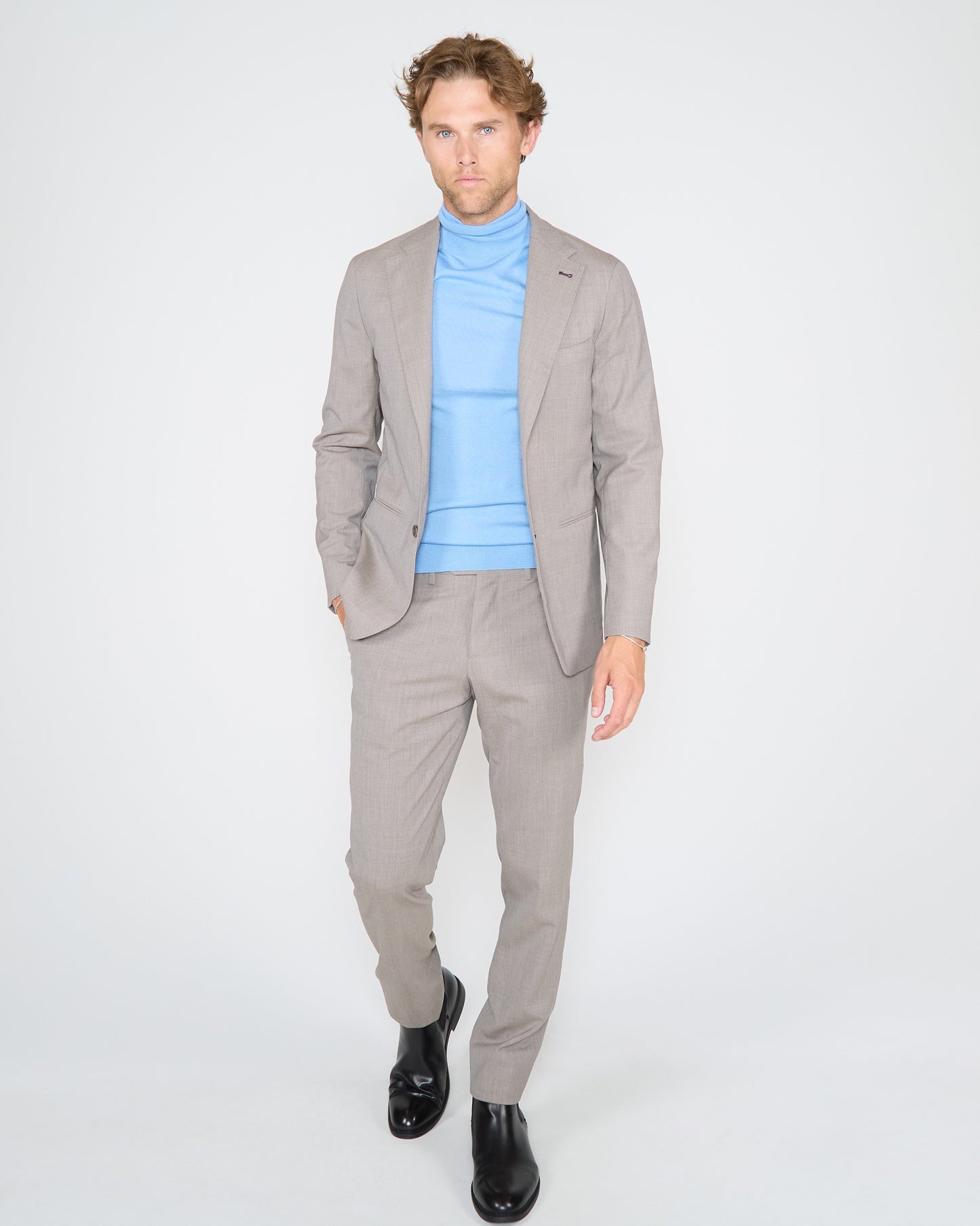 JUDD HALF LINED TAILORED WOOL BLAZER - OAK BROWN