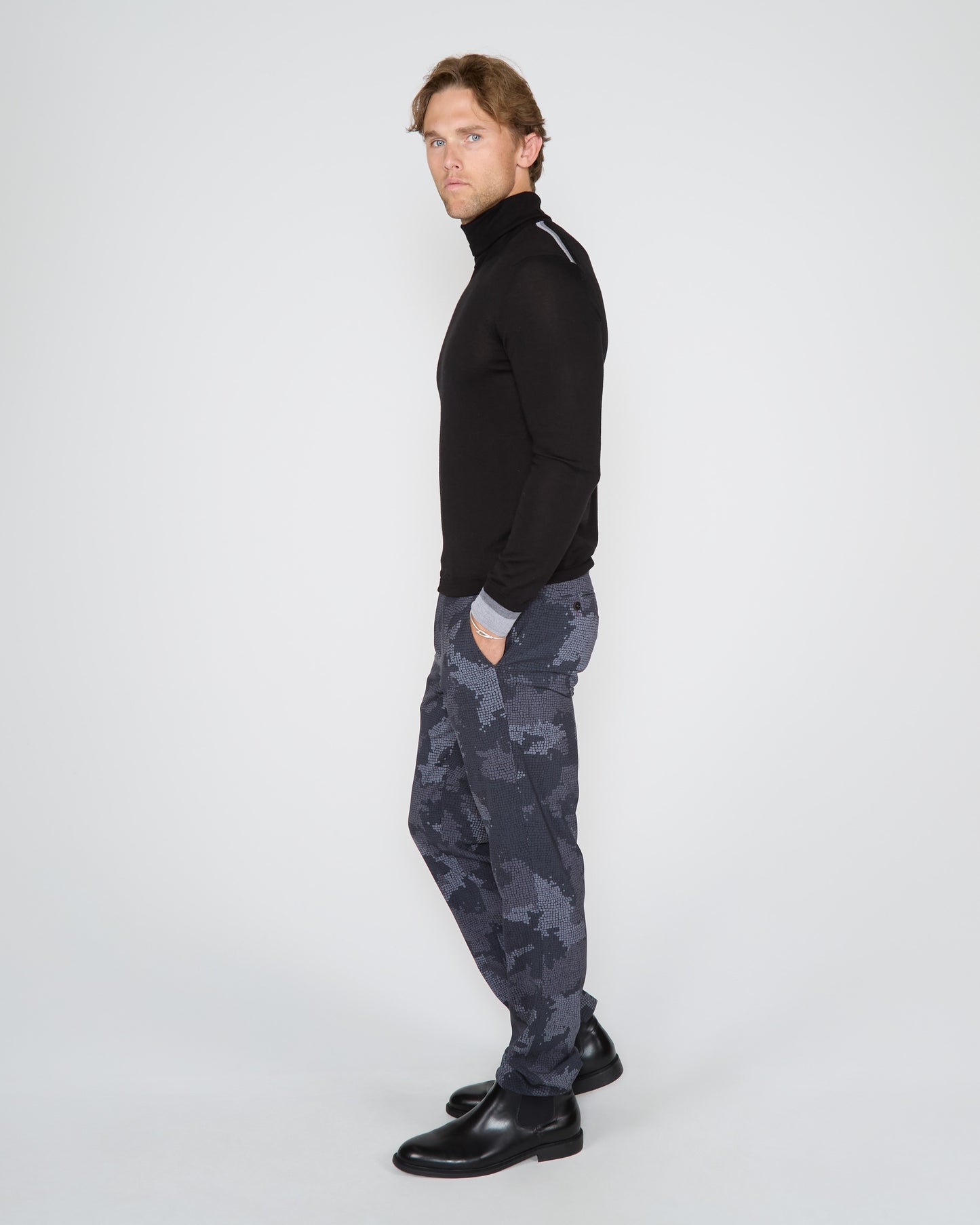PAXTON CAMO MOSAIC  TAILORED WOOL PANT - COAL