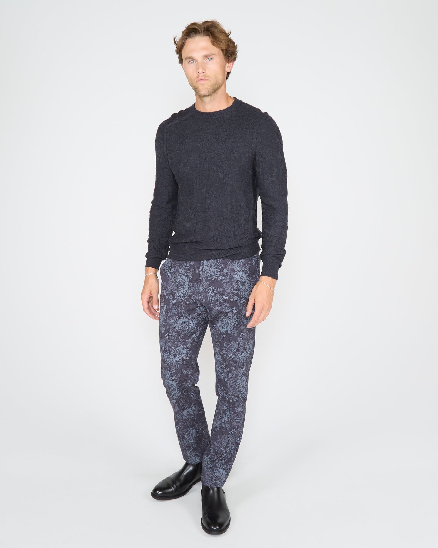 PAXTON ROMA FLORAL  TAILORED WOOL PANT - CHAR