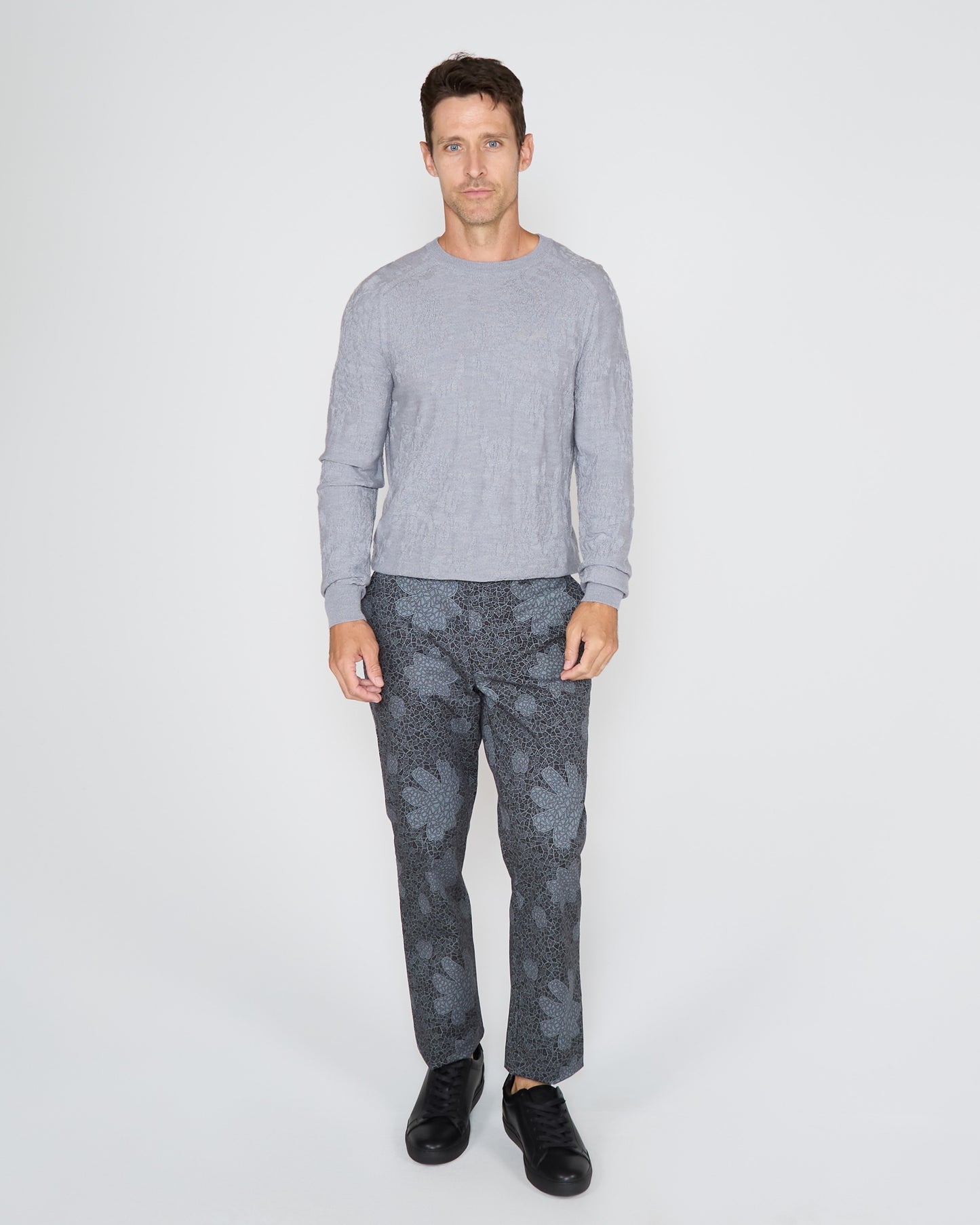 COLE FULLY FASHIONED MERINO CREWNECK SWEATER - FLANNEL