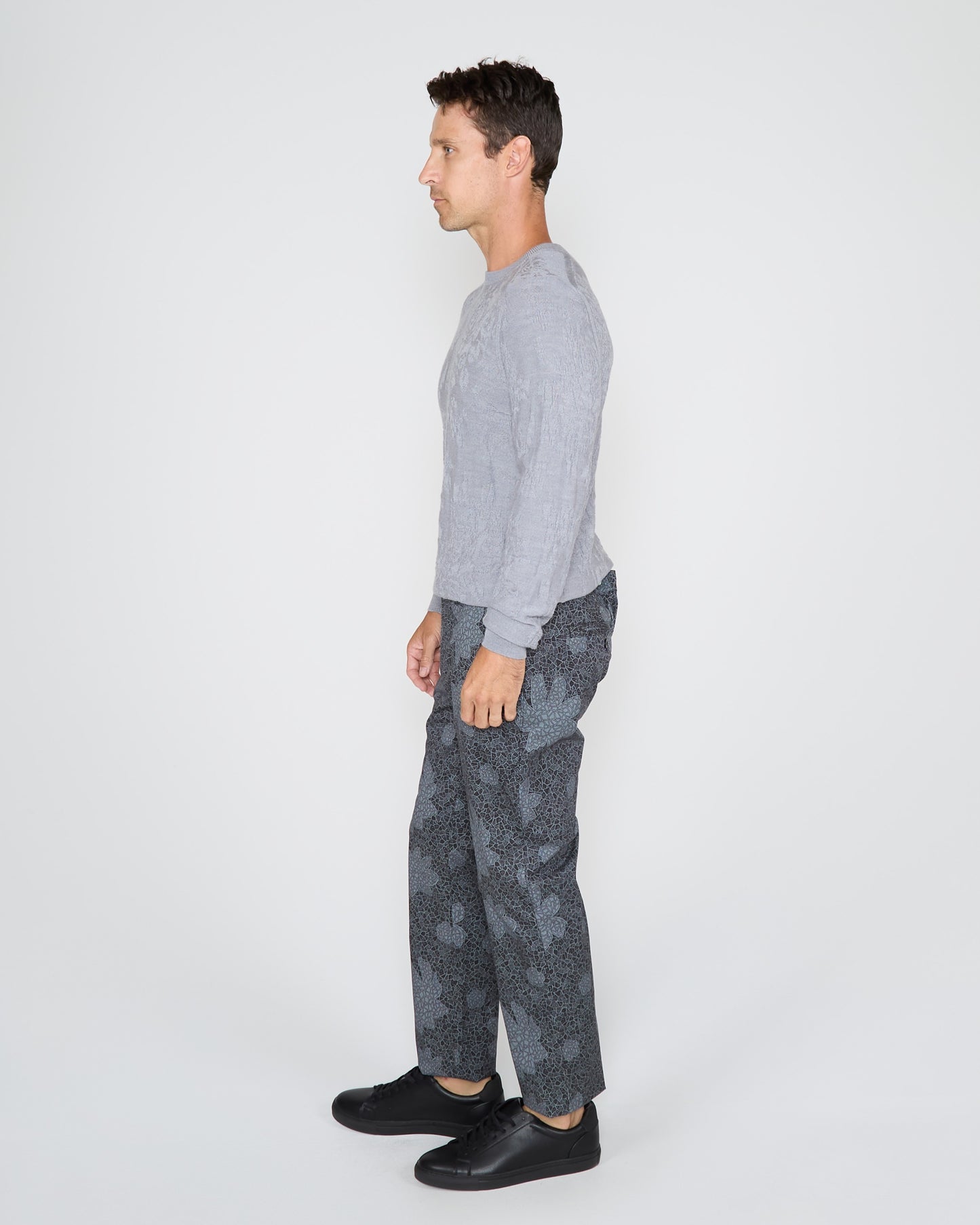 COLE FULLY FASHIONED MERINO CREWNECK SWEATER - FLANNEL