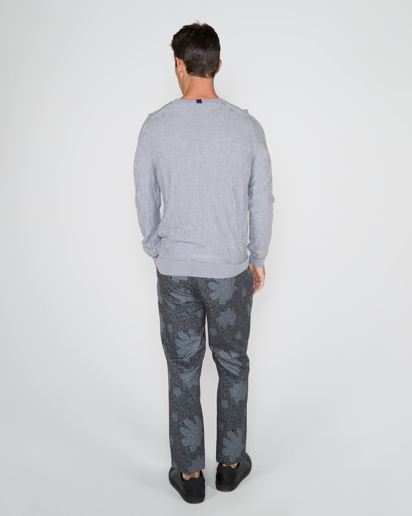 COLE FULLY FASHIONED MERINO CREWNECK SWEATER - FLANNEL