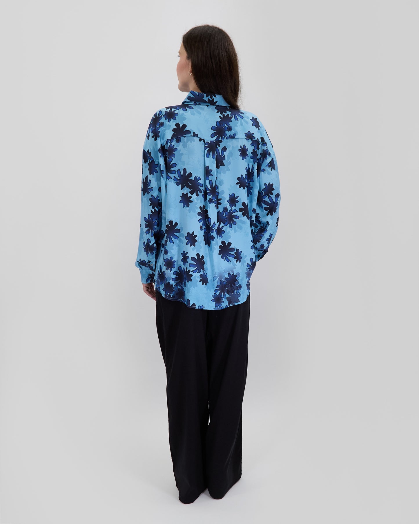 SOPHIE SILK OVERSIZED SHIRT - RAMBLA FLORAL TEAL