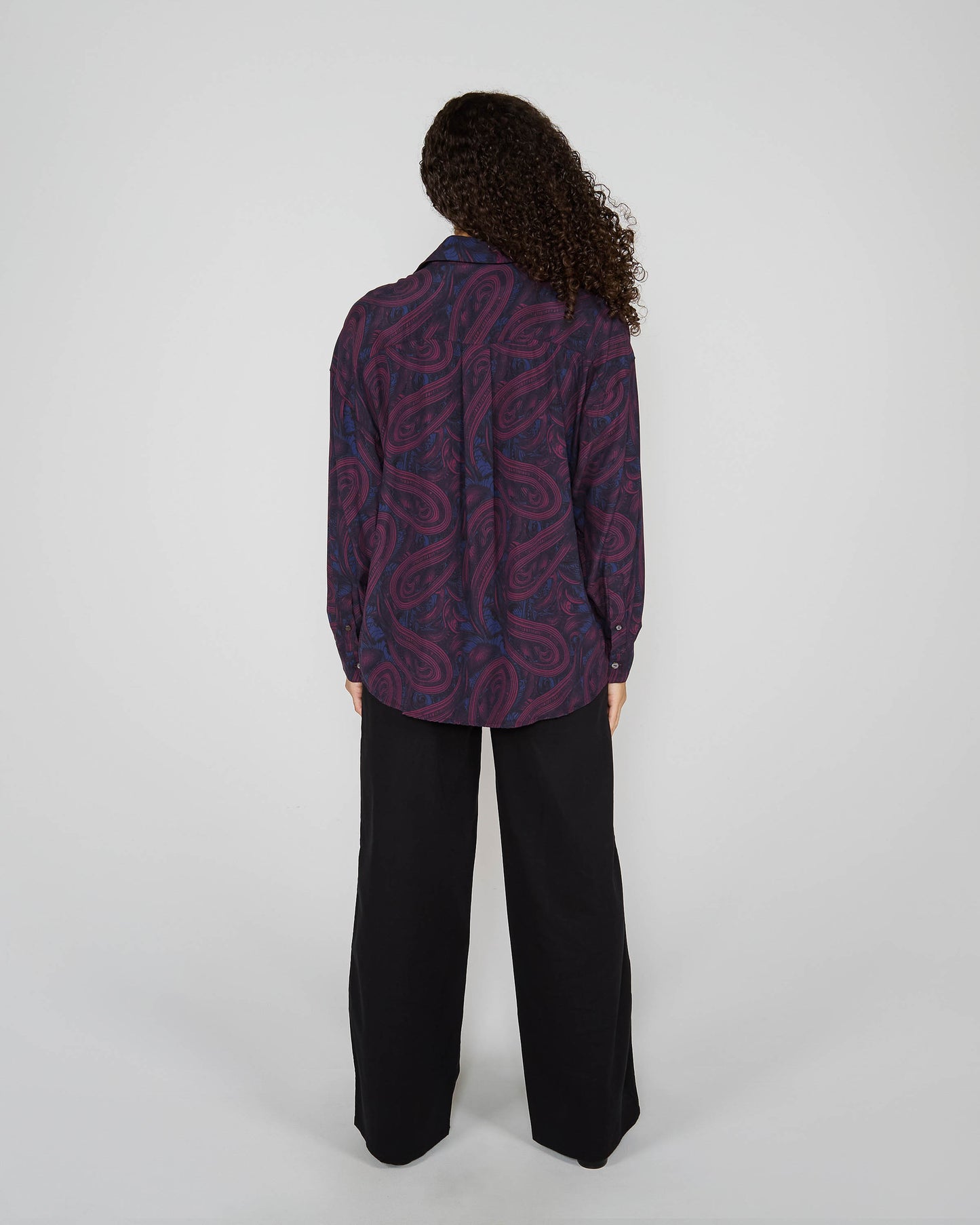 SOPHIE SILK OVERSIZED SHIRT - BADALONA PLUM