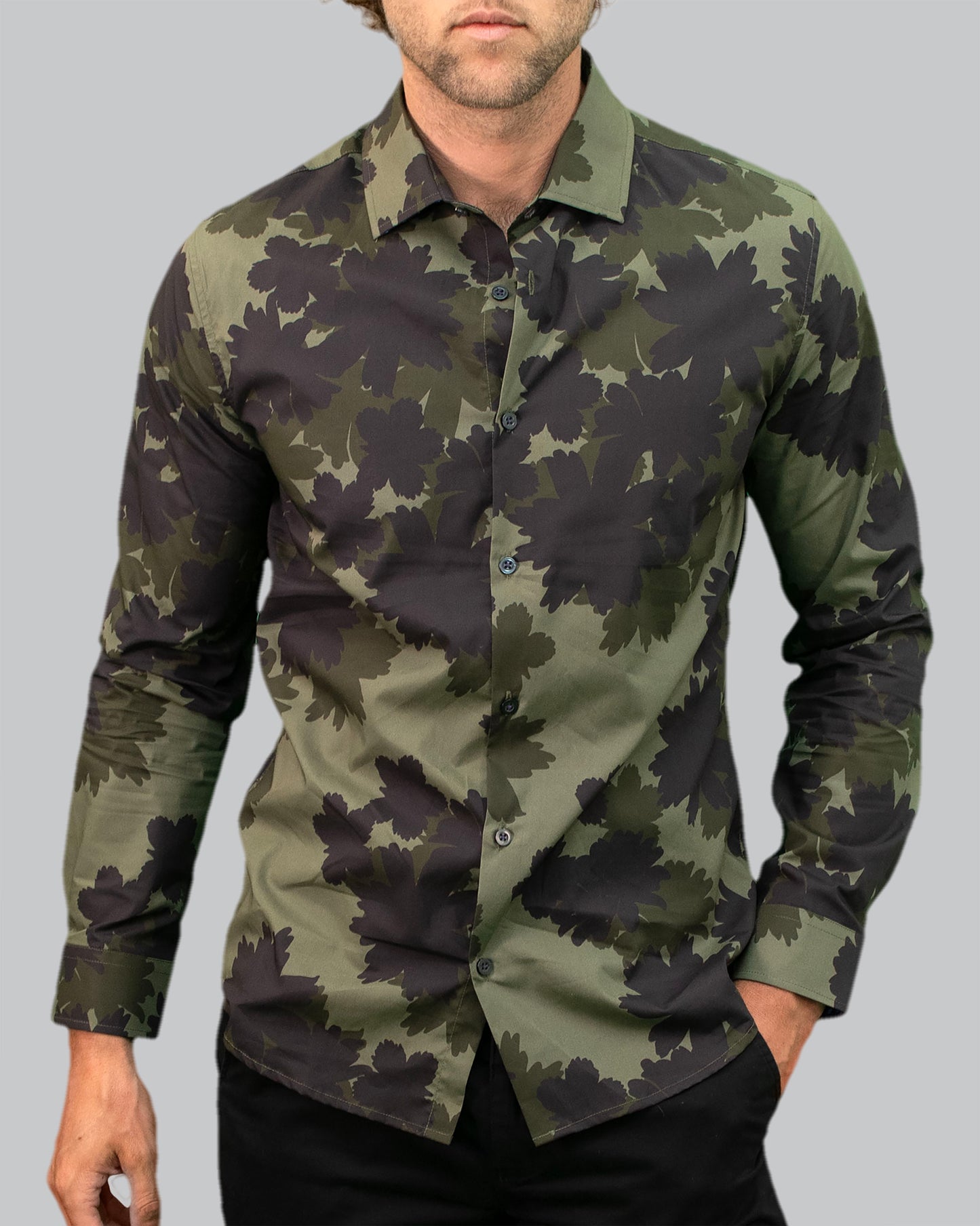 NORMAN SALERNO FLORAL SHIRT - SAGE