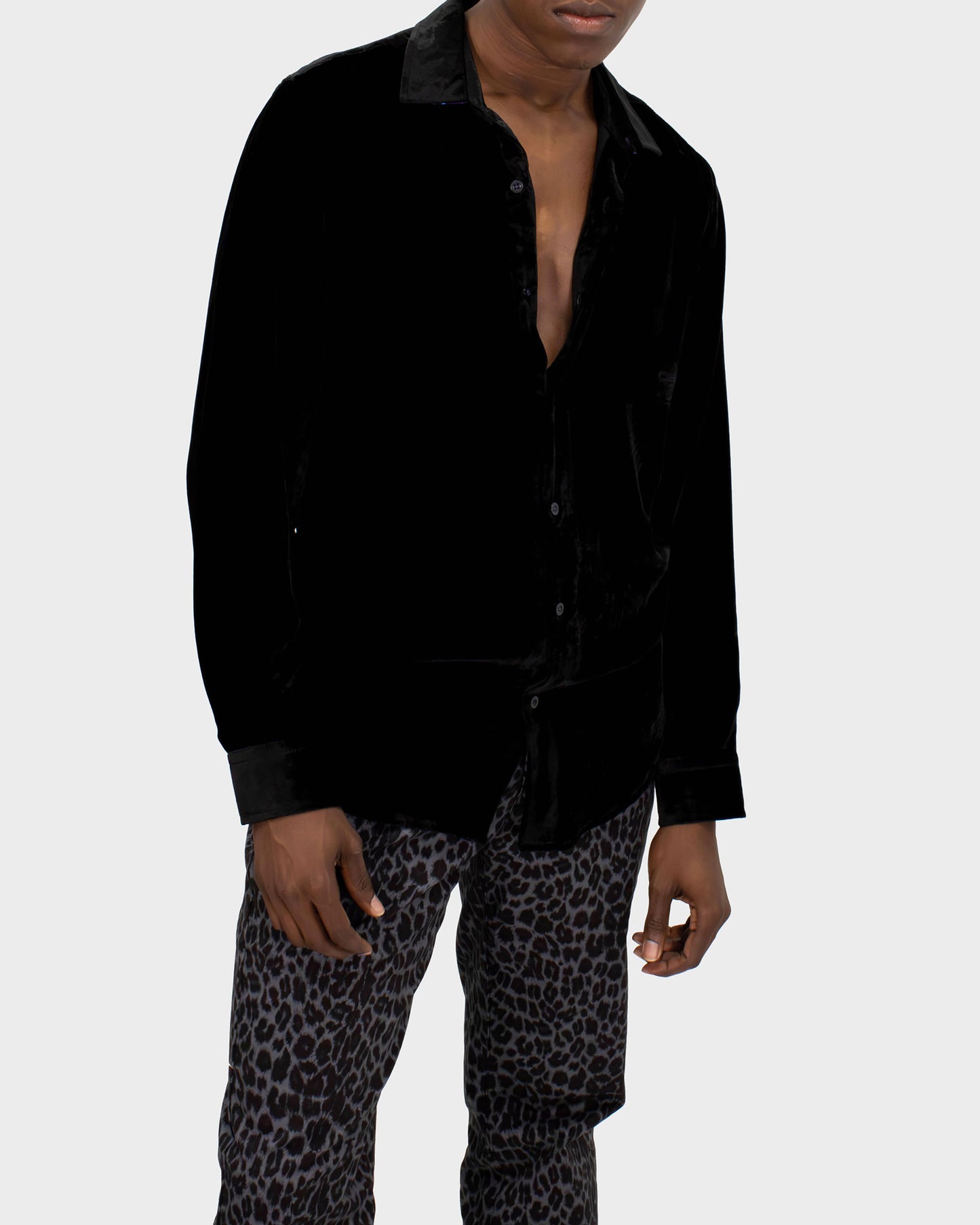 CHARLES LEOPARD PANTS - BLACK