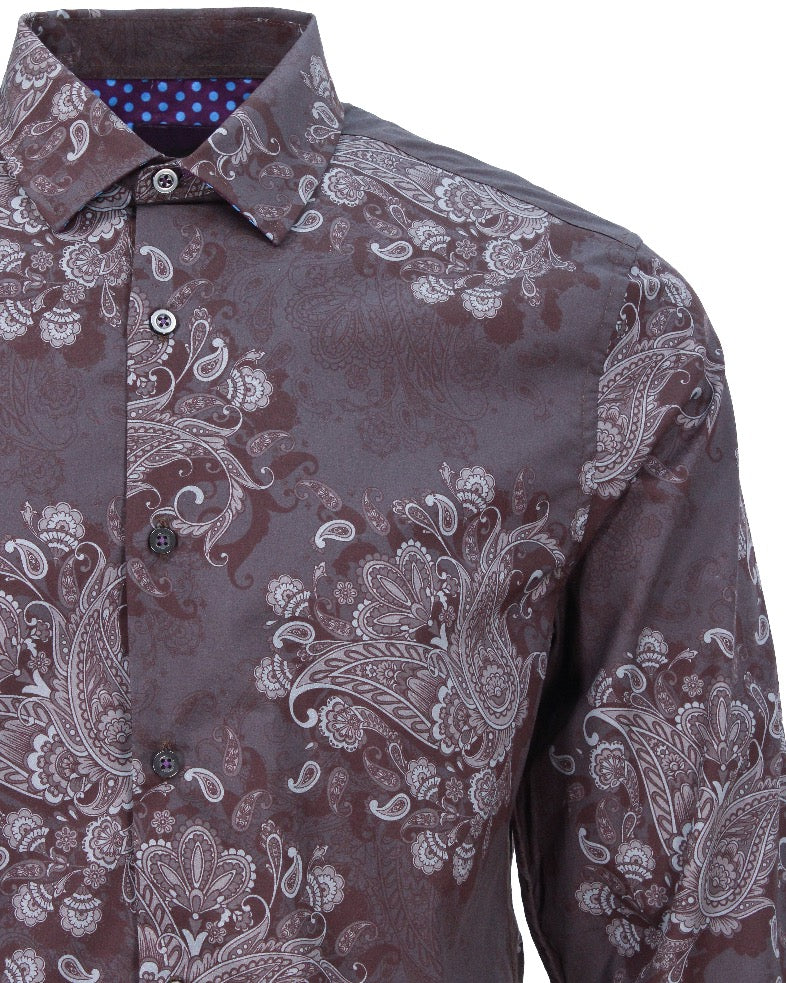 NORMAN RANDOM PAISLEY SHIRT - SMOKE