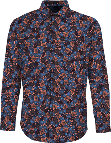 NIGEL TERNBERG FLORAL AMBER MEN'S PRINTED COTTON LONG-SLEEVE SHIRT
