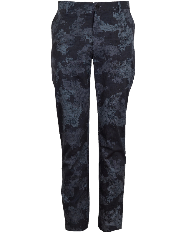 CASPIAN CAMO MOSAIC STRETCH COTTON CHINO PANT - COAL