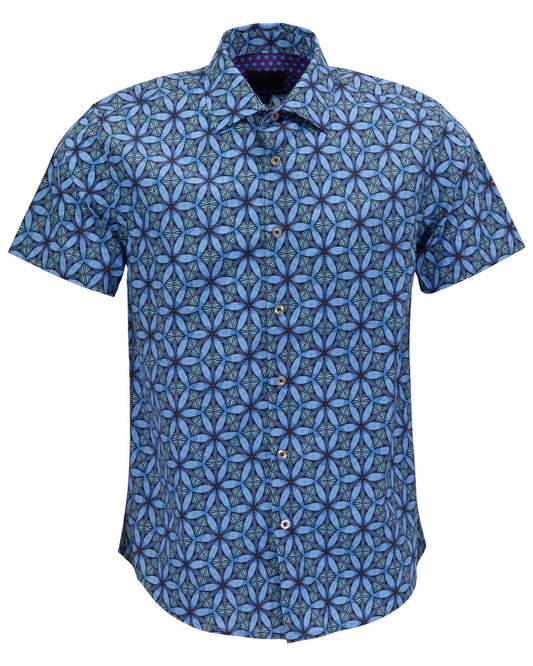 GEORGE TRIBAL BLUE MENS PRINTED SHIRT