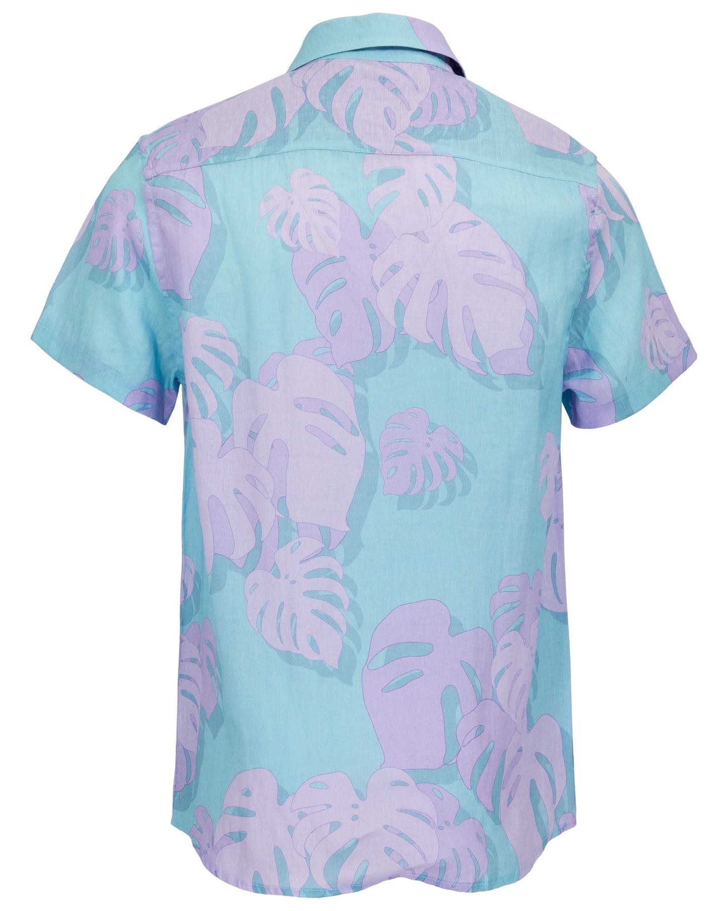LANDON MONSTERA FLORAL TEAL MENS LINEN SHIRT