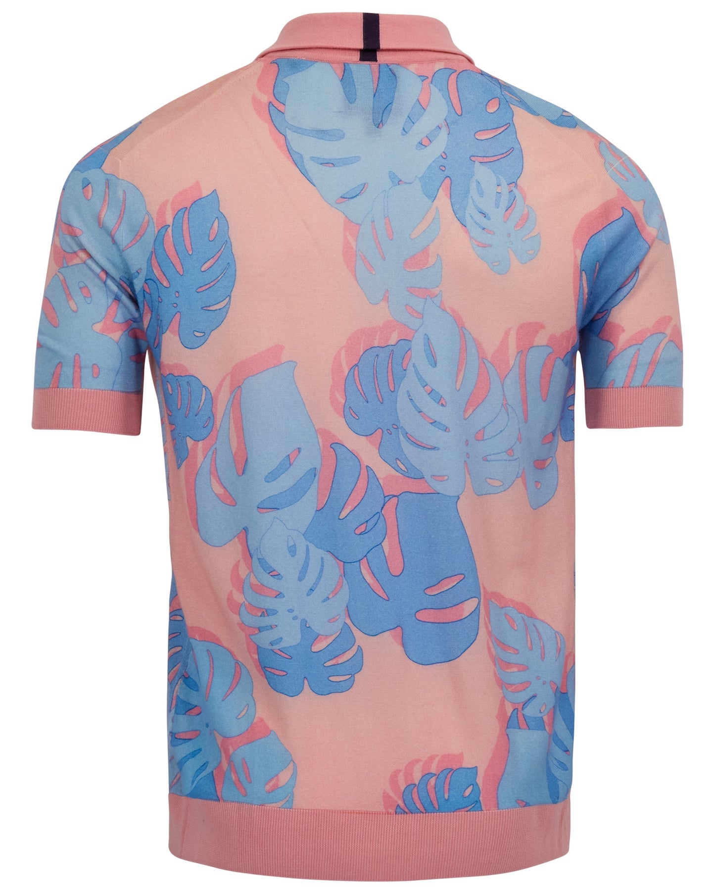 PILGRIM MONSTERA FLORAL CORAL MENS MERINO SILK CASHMERE POLO