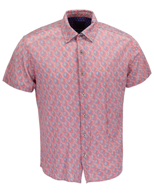 TOBIAS MUD GEO CORAL MENS MERINO WOOL SHIRT
