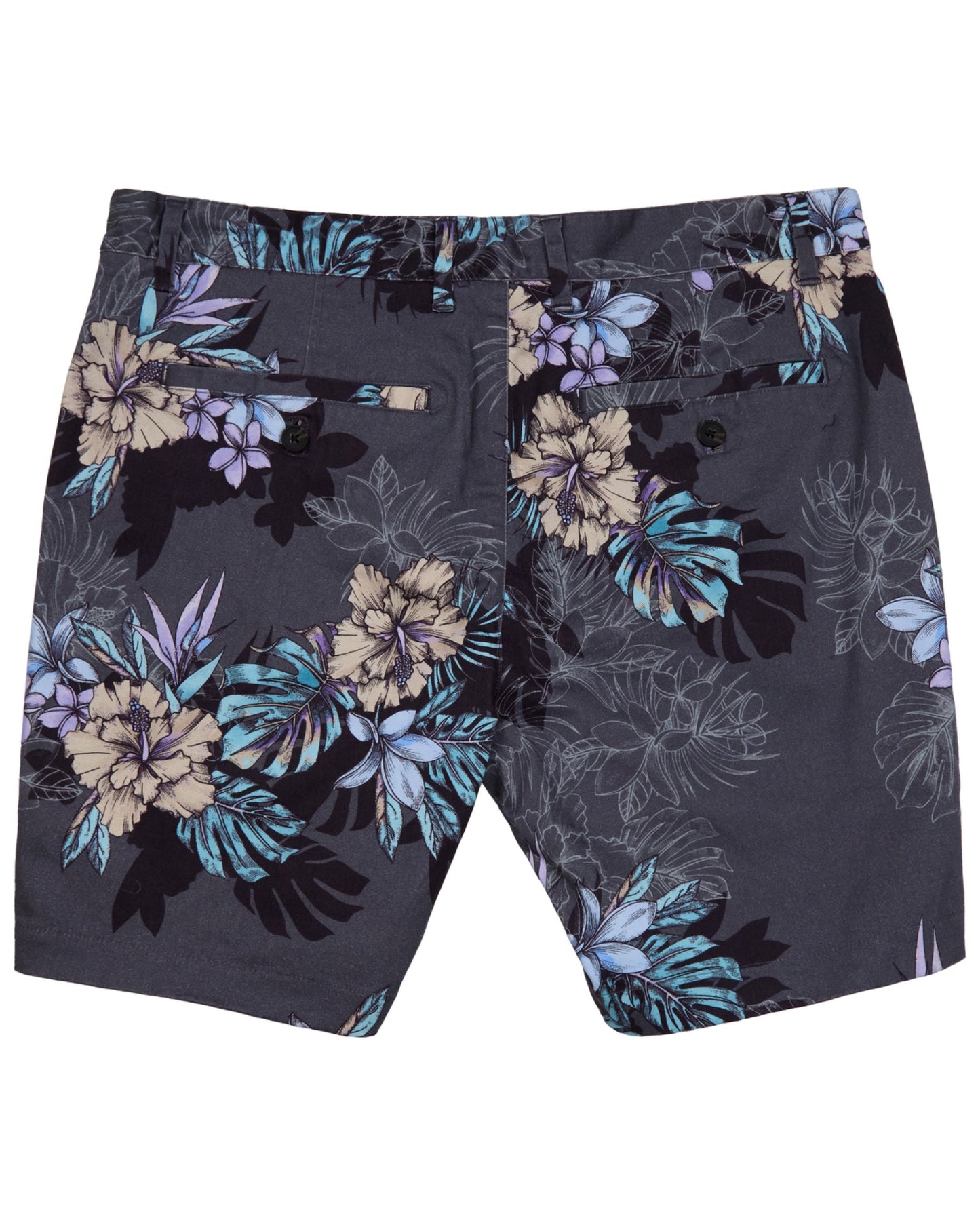 JOHN EXOTIC FLORAL BLACK MENS FLAT FRONT SHORT