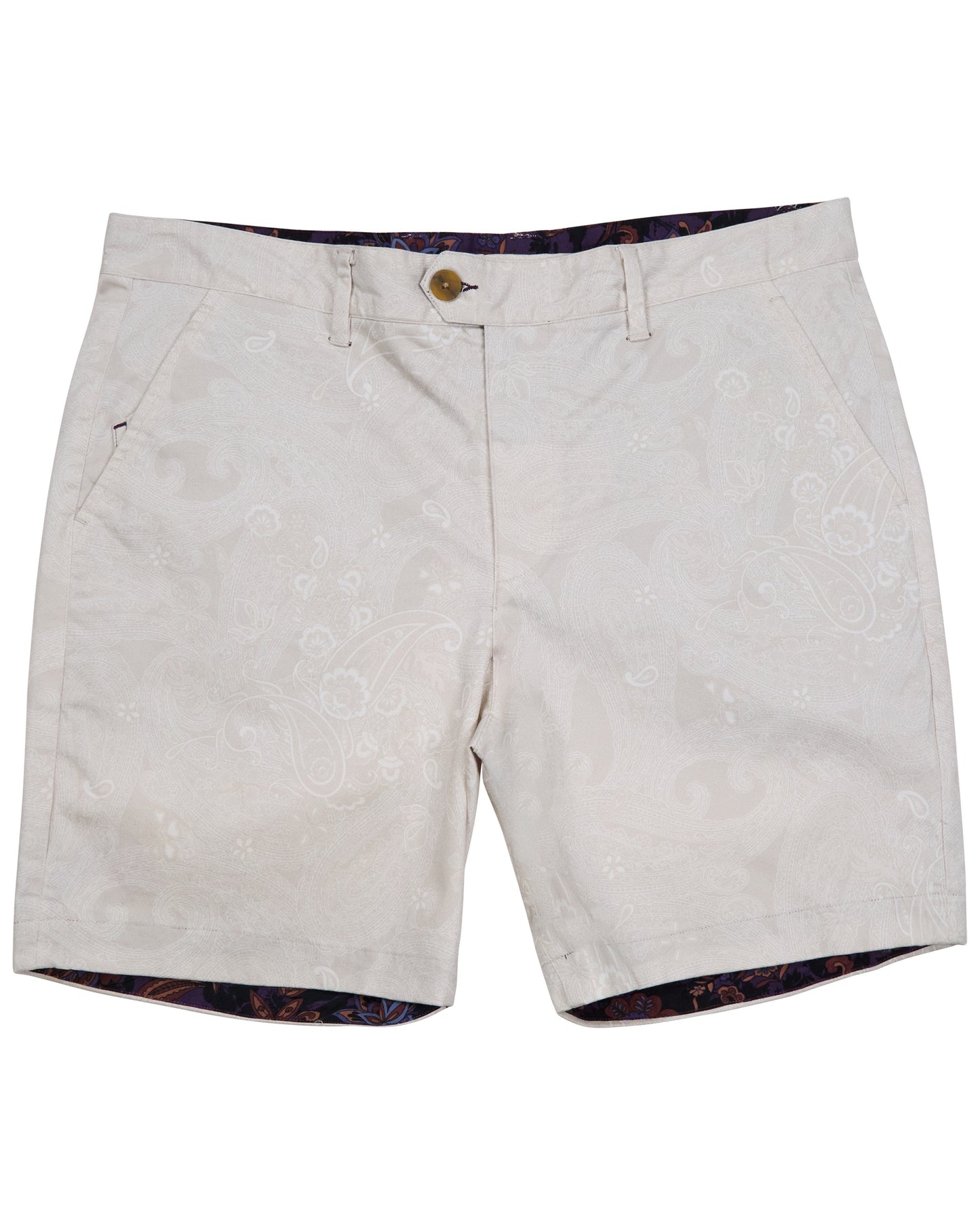 JOHN PAISLEY EXPLOSION IVORY MENS FLAT FRONT SHORT