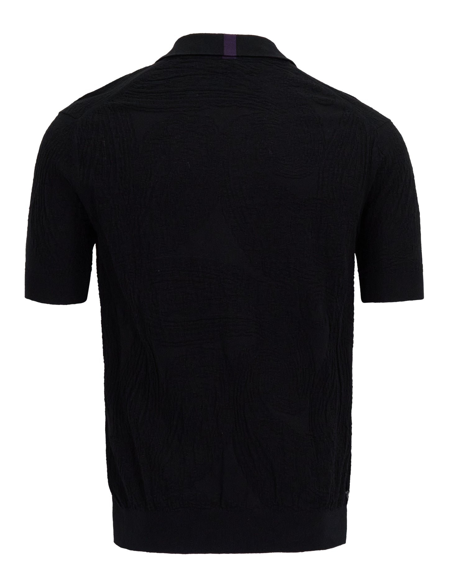 PETERSON BLACK MENS JACQUARD LINEN COTTON POLO